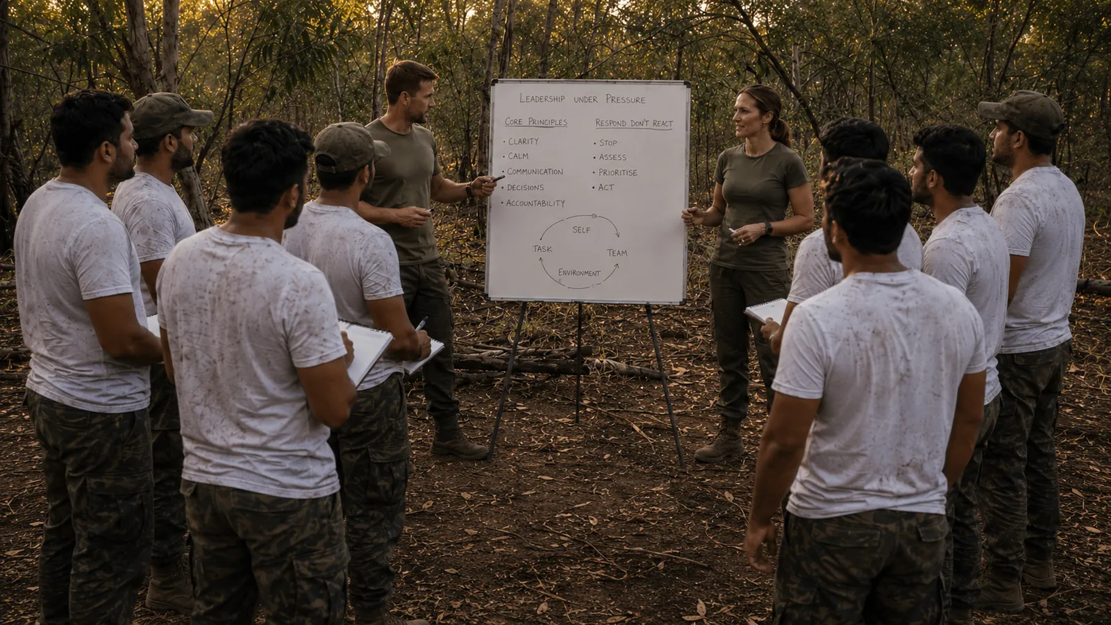 Forge participants taking part in an outdoor lesson in the Australian bush